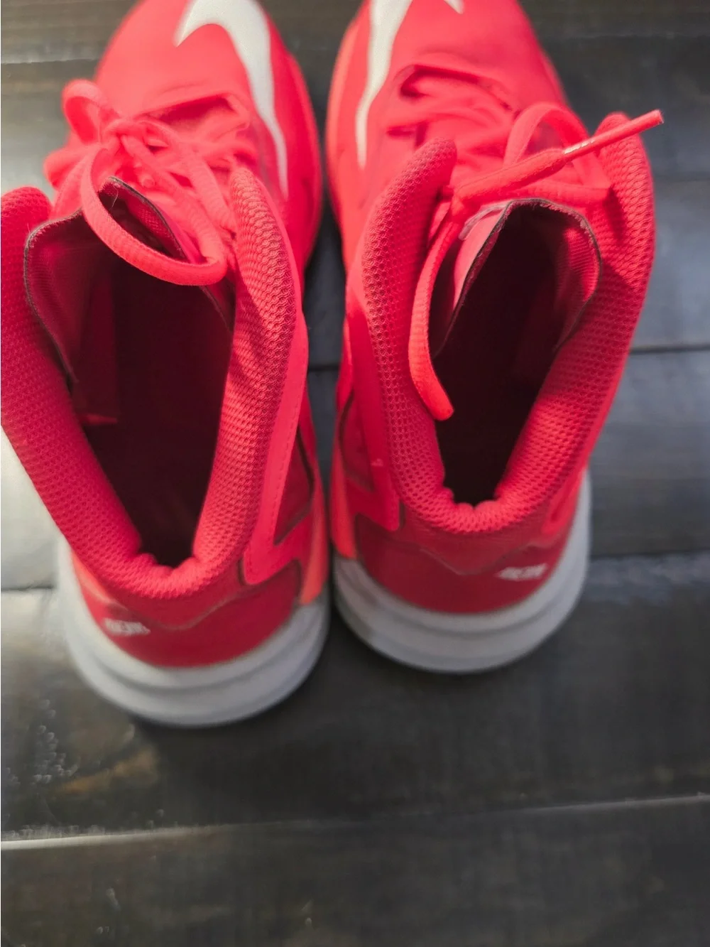 Nike Red High-Top Basketball Shoes with White Swoosh